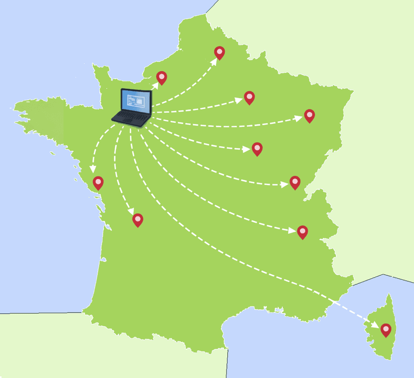 Carte de France avec interventions